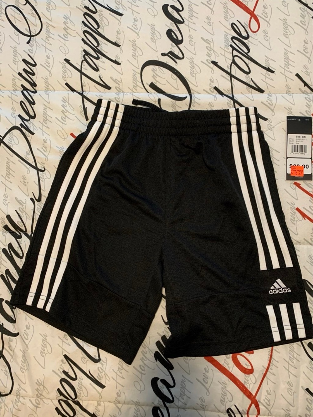 adidas Black Shorts with White Logo Tag